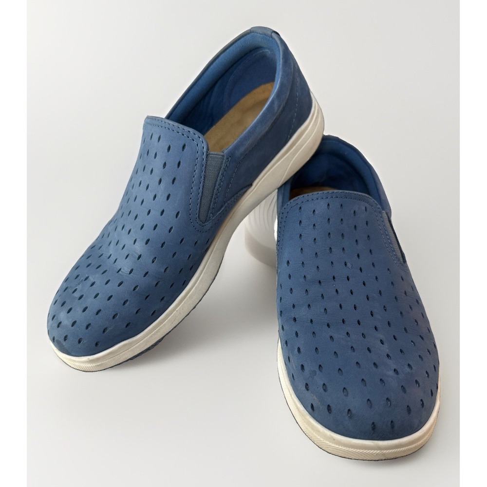 Earth ETNEL Blue Leather Perforated Slip On Sneakers Comfort Loafers 8M